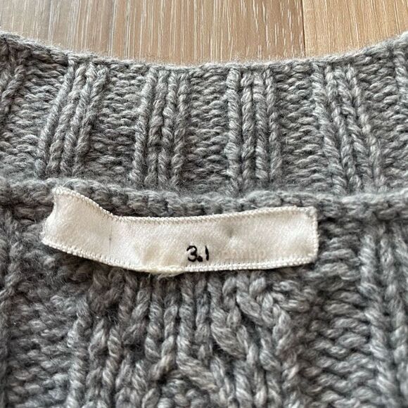 3.1 Phillip Lim Cashmere Cable Knit Grey Button Sweater Cardigan Women’s Small - Picture 2 of 8